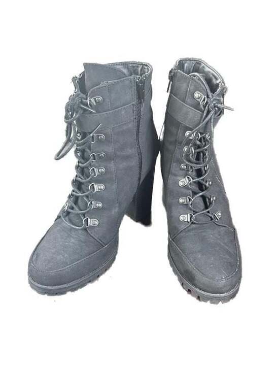 JustFab Shoes - JustFab Pracida Black Lace-Up Heeled Platform Combat Ankle Booties, Size 8.5